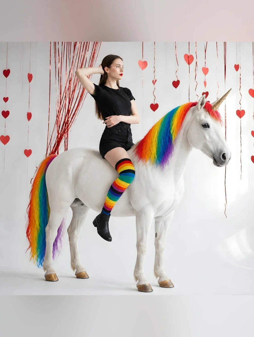 NEW! 🌈 🧦 PRIDE & SOLIDARITY Rainbow Striped HIGH SOCKS CUTE BOLD UNISEX FUN OS
